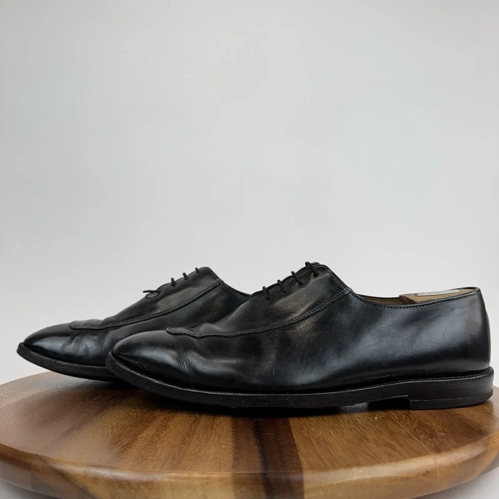 Mens Allen Edmonds Berkeley Black Leather Apron Toe Oxfords Dress Shoes Size 9.5